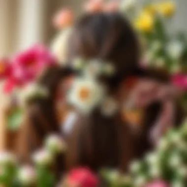 A collection of various floral ponytail holders displayed in an elegant arrangement.