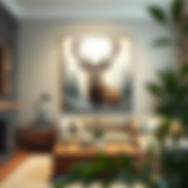 Deer Wall Art in a Rustic Decor Stylish deer-themed wall art enhancing a woodland-inspired interior