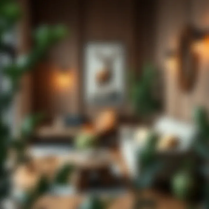 Natural Wood Accents with Deer Themes Natural wood accents and deer motifs creating a harmonious decor