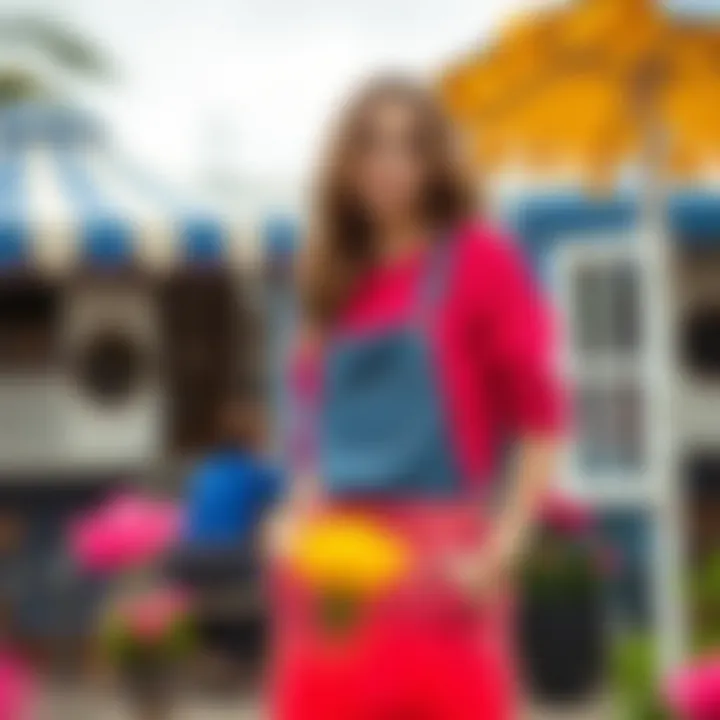 Seasonal Styling with Palazzo Denim Overalls A vibrant outdoor setting showcasing seasonal styling with palazzo denim overalls