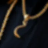 A close-up view of an elegant snake chain charm, showcasing its smooth, flowing design.