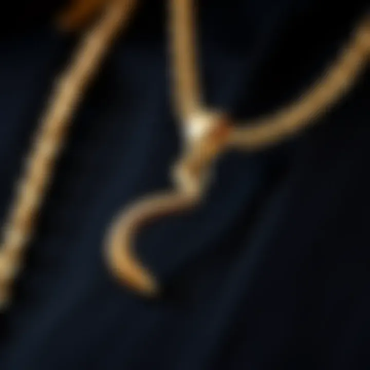 A close-up view of an elegant snake chain charm, showcasing its smooth, flowing design.