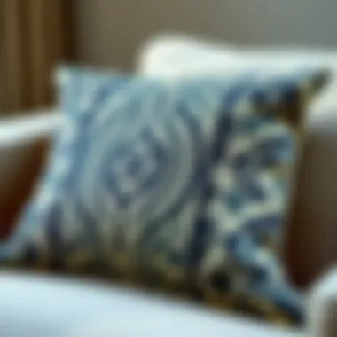 Close-up of intricate snake pattern on a throw pillow