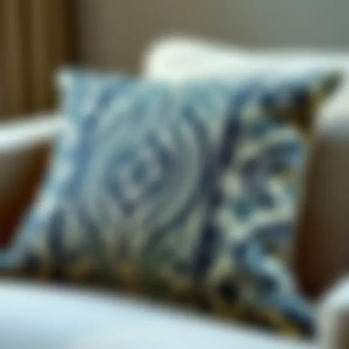 Close-up of intricate snake pattern on a throw pillow