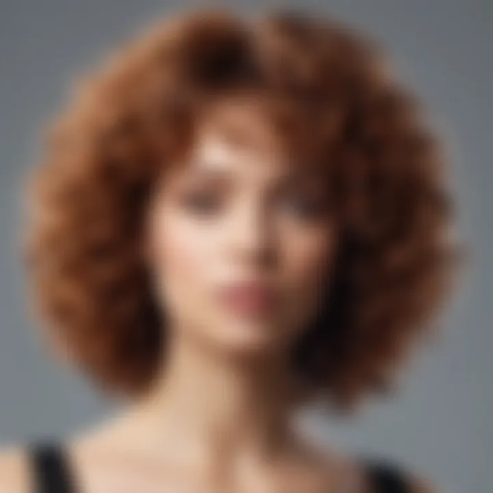 Close-up of a curly wig highlighting the texture and material quality.