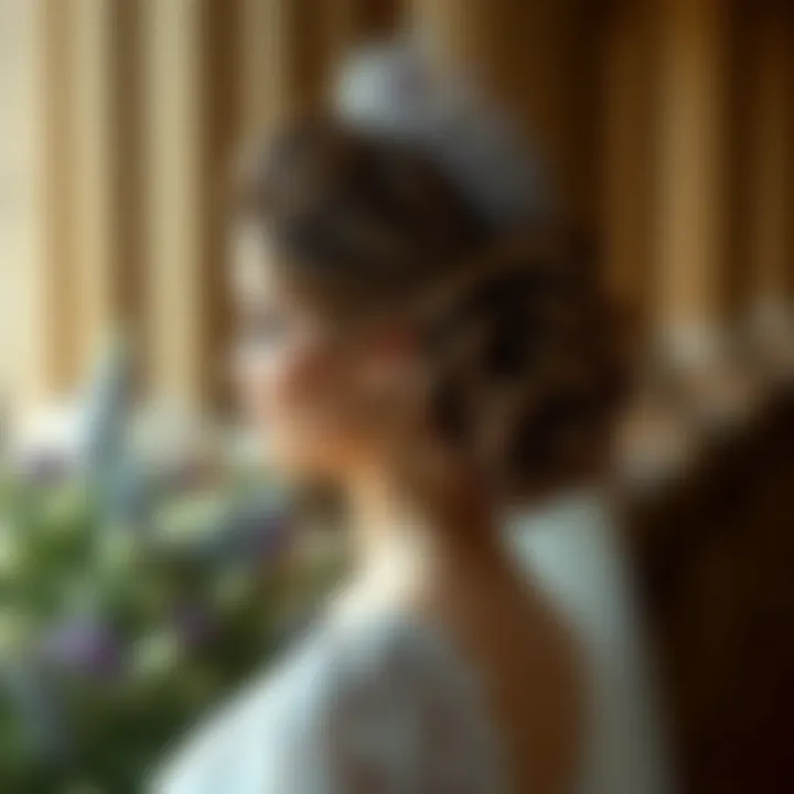 Bridal hairstyle featuring a purple tiara