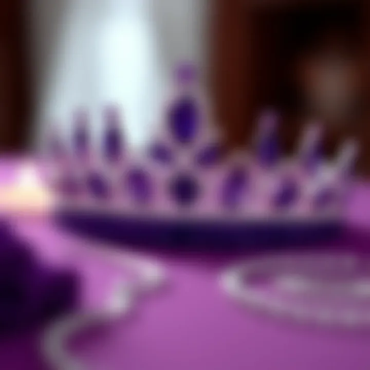 Purple tiara paired with matching jewelry