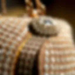 Close-up of a rhinestone bag showcasing intricate details