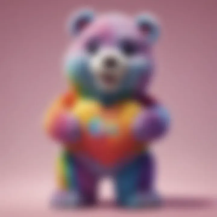 Artistic representation of positivity symbolized by the Rainbow Heart Care Bear