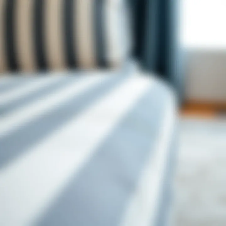 Close-up of the fabric texture of a stripe chaise lounge