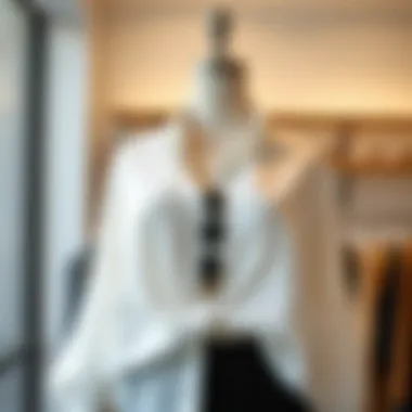 Elevating Style with the White Flowy Shirt Elegant white flowy shirt styled with accessories on a mannequin