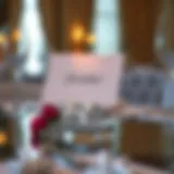 A stunning centerpiece card holder crafted from crystal, reflecting light beautifully.