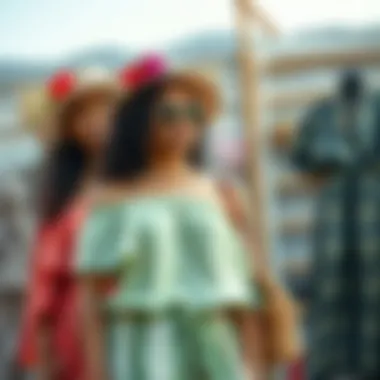 An eco-friendly fashion display featuring sustainable materials and designs for festival attire