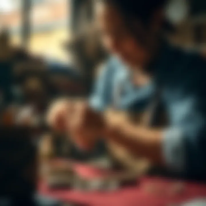 Artisan Crafting Personalized Accessories Artisan creating a personalized ankle bracelet