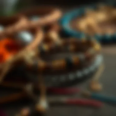 Craftsmanship in Ankle Bracelet Materials Close-up of materials used for crafting ankle bracelets