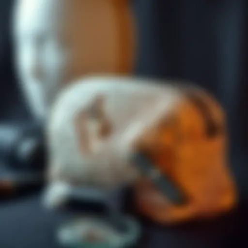 Elegant soft makeup bag showcasing intricate design and fabric texture