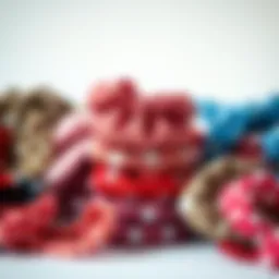 A chic collection of wide hair ties in various patterns and colors showcasing their aesthetic appeal.