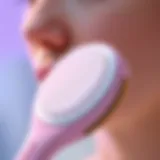 Close-up view of a high-tech face scrubber featuring advanced bristle design