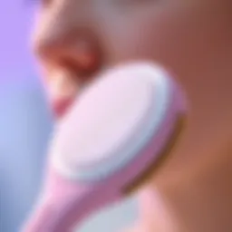 Close-up view of a high-tech face scrubber featuring advanced bristle design