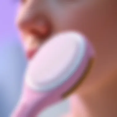 Close-up view of a high-tech face scrubber featuring advanced bristle design