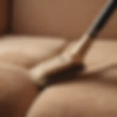 Close-up of a cat fur roller brush in action, effectively removing hair from upholstery