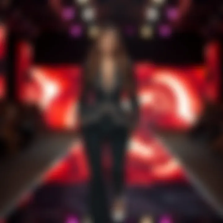 Modern interpretation of rhinestone pants suit on a runway