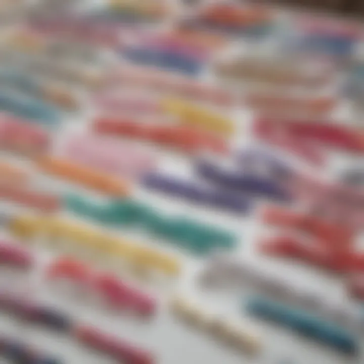 A colorful array of side barrettes displayed on a vanity