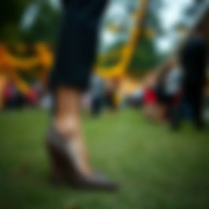 Comfortable fit of 6cm heels during an outdoor event