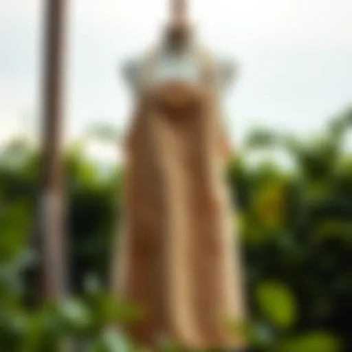 Elegant Design of a Large Apron A beautifully crafted large apron with intricate designs and spacious pockets