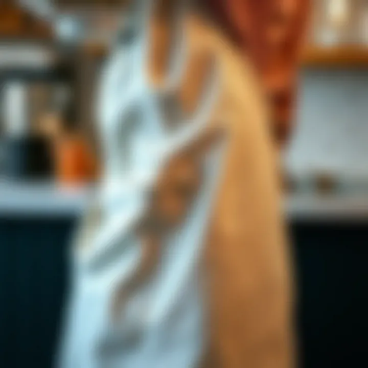 Close-up of a large apron highlighting its functionality and pocket dimensions