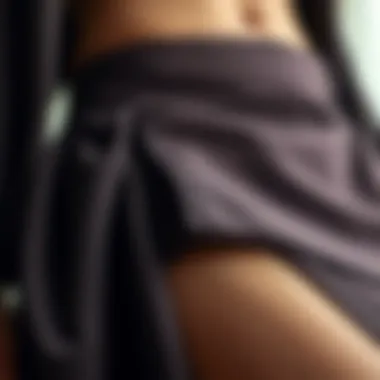 Close-up of fabric texture in a split skirt set