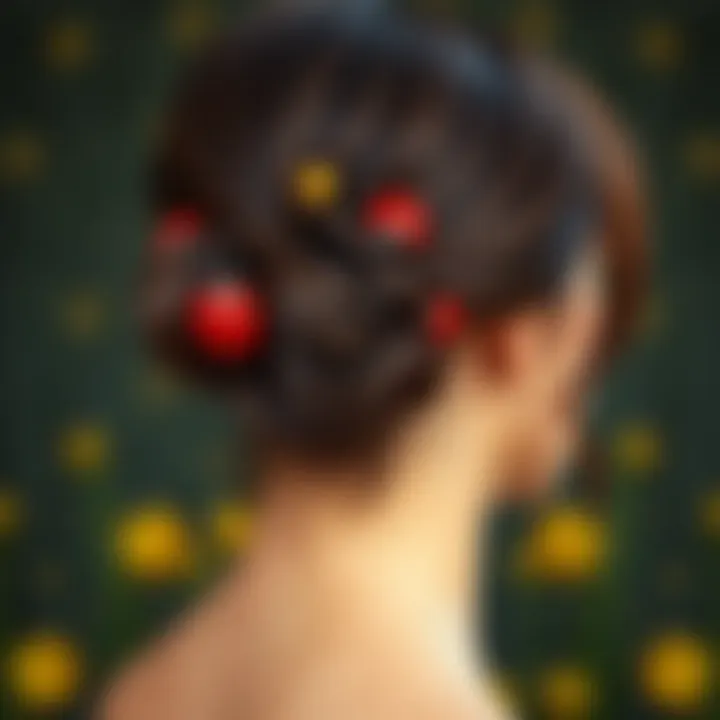 Ladybug Hair Clips in Contemporary Hairstyles An elegantly styled hairdo featuring ladybug hair clips, exemplifying modern fashion trends