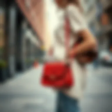 Shoulder Purse in Urban Fashion Stylish individual wearing a shoulder purse in an urban setting