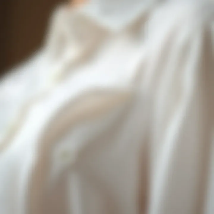 Fabric Variations of the Blouse Close-up of various fabrics used in white button-up blouses