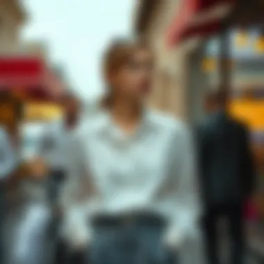 Occasions for the White Button-Up Blouse Scene depicting a variety of occasions where a white button-up blouse can be worn