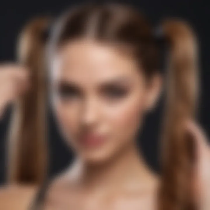 A close-up of various application techniques for fake hair ponytails