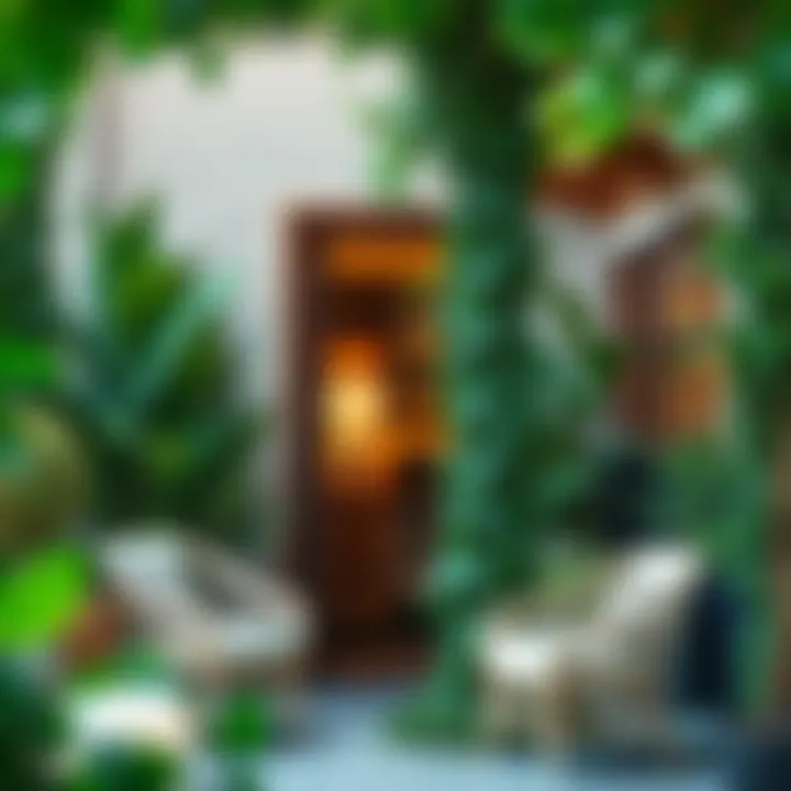 Outdoor Area Enhanced by Ivy Greenery Outdoor space adorned with fake ivy for a touch of nature