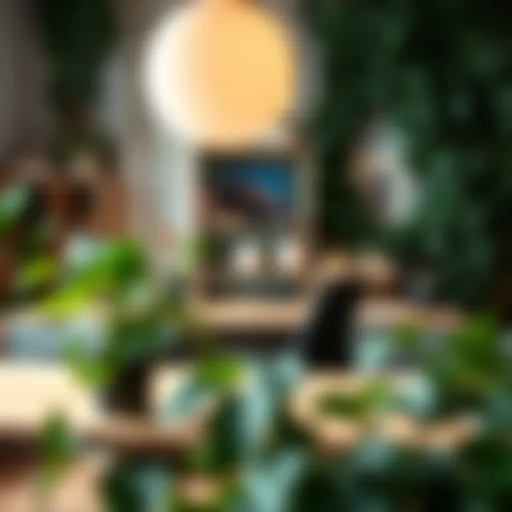 Inspiring Workspace with Ivy Decor Creative workspace decorated with artificial ivy for inspiration