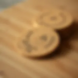 A close-up view of a cork coaster showcasing its texture and natural finish.