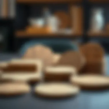 Diverse Designs of Cork Coasters A display of cork coasters in various shapes and sizes.