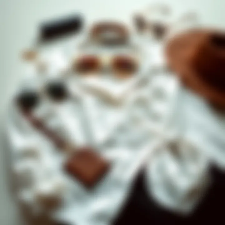 Styling Tips: Complementing a White Buttoned Blouse A creative flat lay of accessories paired with a white buttoned blouse