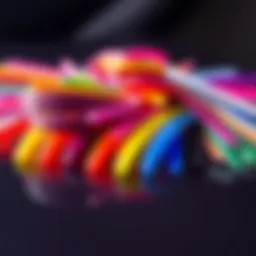 Colorful toe polish strips showcased on a sleek surface.