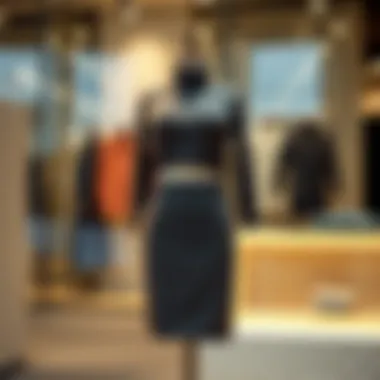Stylish two piece knit skirt set displayed on a mannequin