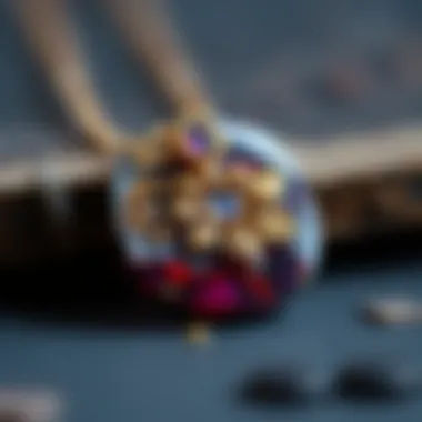 A beautifully finished resin jewelry piece highlighting intricate designs