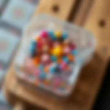 A close-up of a resin mold filled with colorful materials