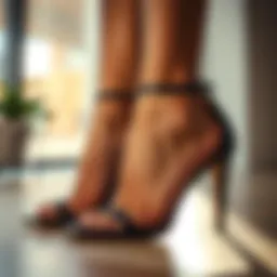 Elegant ankle strap heels in a modern setting
