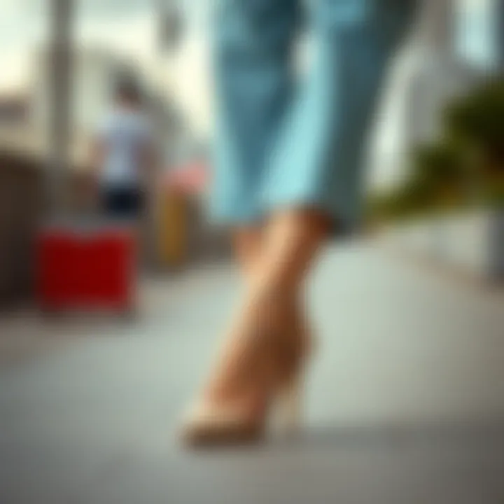 Styling Ankle Strap Heels with Fashionable Attire Fashionable outfit complemented by ankle strap heels