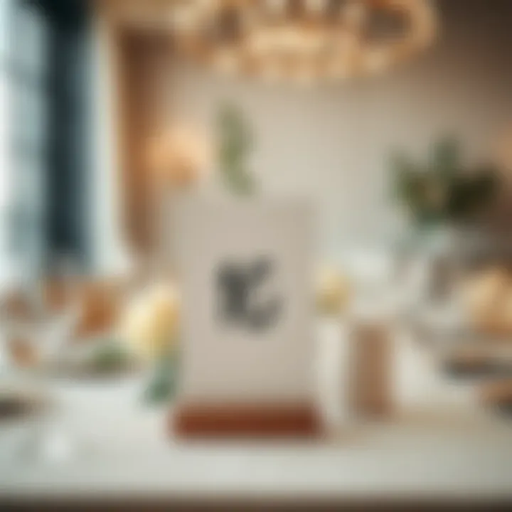 Modern wooden table number holder integrated into a chic wedding decor